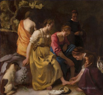 Johannes Vermeer Painting - Diana y sus compañeras barrocas Johannes Vermeer